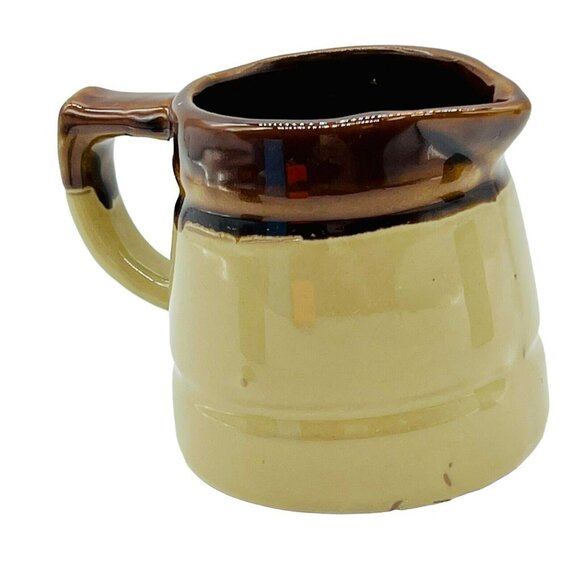 Vintage Stoneware Crock Pitcher Measuring Cup Set of 3 Brown Drip Redware - Picture 4 of 9